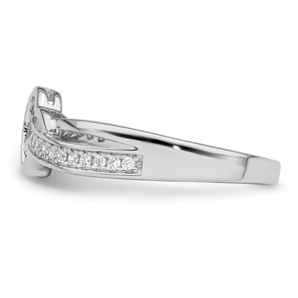 Brilliant Embers Sterling Silver Rhodium-plated Micro Paved CZ Heart Ring - Picture 4 of 5